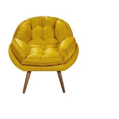Poltrona Decorativa Califórnia Em Tecido Suede Pés Madeira