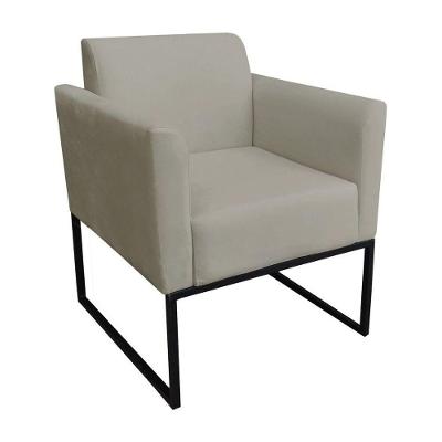 Poltrona Decorativa Base Industrial Preto Maressa S12 Suede Marrom Rato - Ibiza