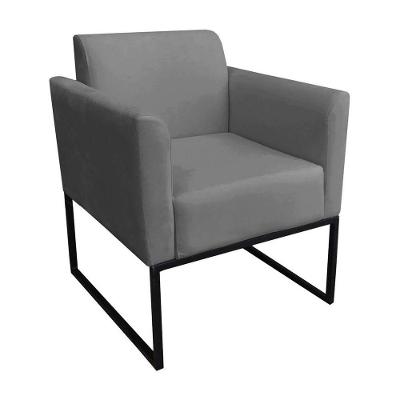 Poltrona Decorativa Base Industrial Preto Maressa S08 Suede Grafite - Ibiza
