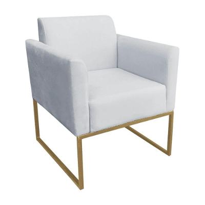 Poltrona Decorativa Base Industrial Dourada Maressa S10 Suede Cinza - Ibiza