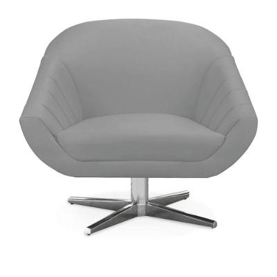 Poltrona Giratória Giovana Suede Base Cromada - D'rossi Cor Cinza
