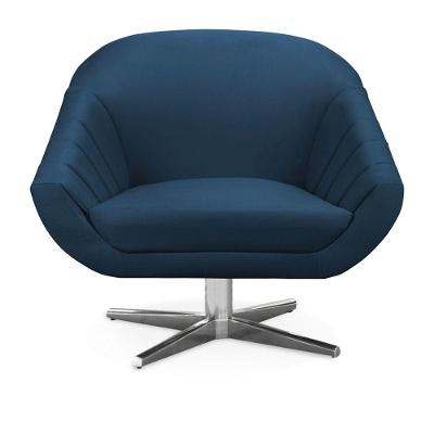 Poltrona Giratória Giovana Suede Base Cromada - D'rossi Cor Azul Marinho