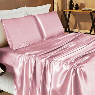 Jogo Cama Lençol Monza Casal Cetim Charmousse Brilhante 4 Peças - Rosê