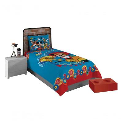 Jogo De Cama Infantil Lepper Mickey Solteiro 2 Peças Estampado Azul
