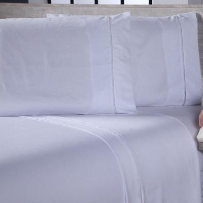 Jogo De Cama Lençol Casal Padrão Sofist Ponto Palito 400 Fios Toque Macio 03 Peças - Branco