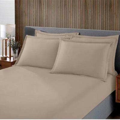 Jogo De Cama Solteiro King Malha Liso 2 Peças Image Bege