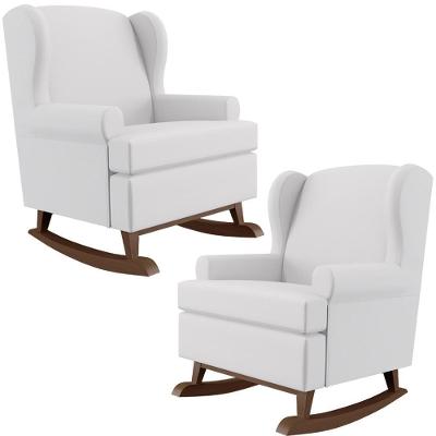Kit 2 Poltronas Malu Base De Madeira P02 Facto Branco Fosco
