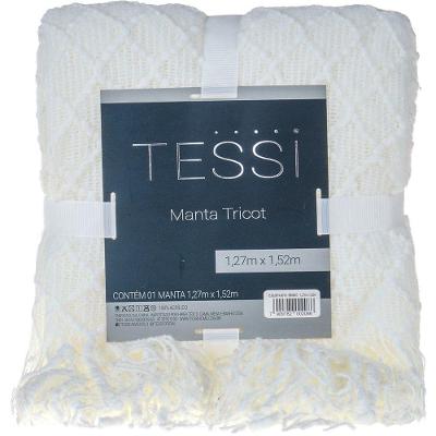 Manta Tricot Style Decorativa 127x152 Toque Super Macio Branco