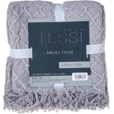 Manta Tricot Style Decorativa 127x152 Toque Super Macio Zinco