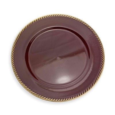 Sousplat De Plástico Vermelho E Dourado 33Cm