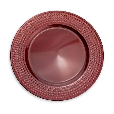 Sousplat De Plástico Vermelho Com Relevo Lateral 33Cm