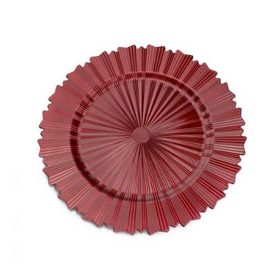 Sousplat De Plástico Vermelho Com Relevo E Lateral Em Recortes 33Cm