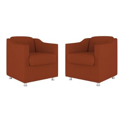 Kit 02 Cadeiras Poltronas Decorativas Recepção Clinica Suede Cor:terracota