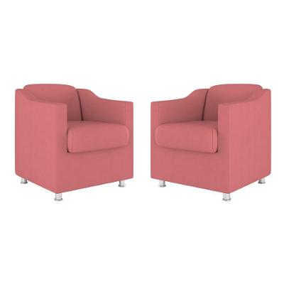 Kit 02 Cadeiras Poltronas Decorativas Recepção Clinica Suede Cor:rosa