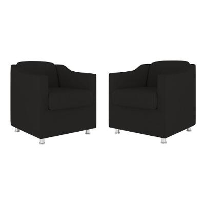 Kit 02 Poltronas Decorativas Clinica Tecido Suede Balaqui Cor:Preto