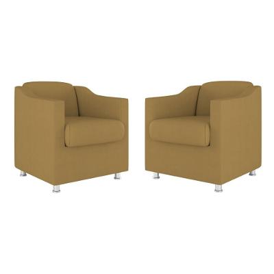 Kit 02 Poltronas Decorativas Clinica Tecido Suede Balaqui Cor:Capuccino