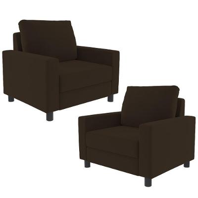 Kit 02 Poltronas Malta L02 Suede Marrom