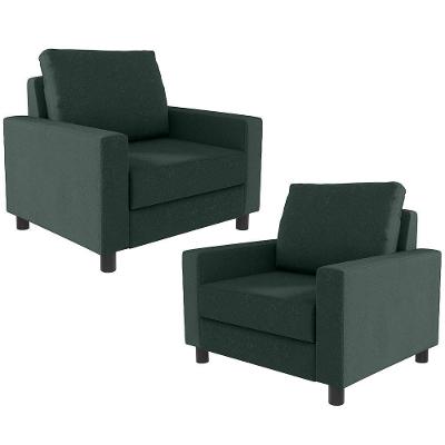 Kit 02 Poltronas Malta L02 Linho Verde Musgo