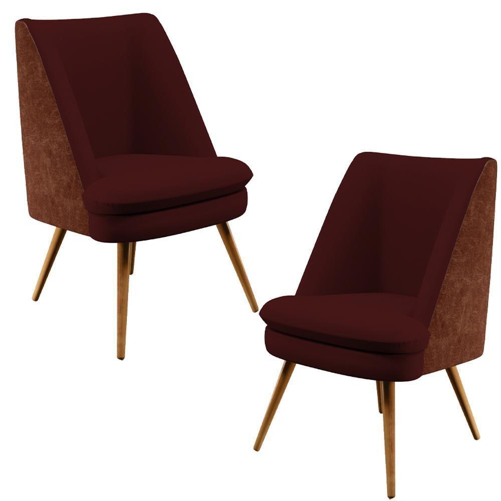 Kit 02 Poltronas Pérsia Veludo Corano Marrom B-38 - 8