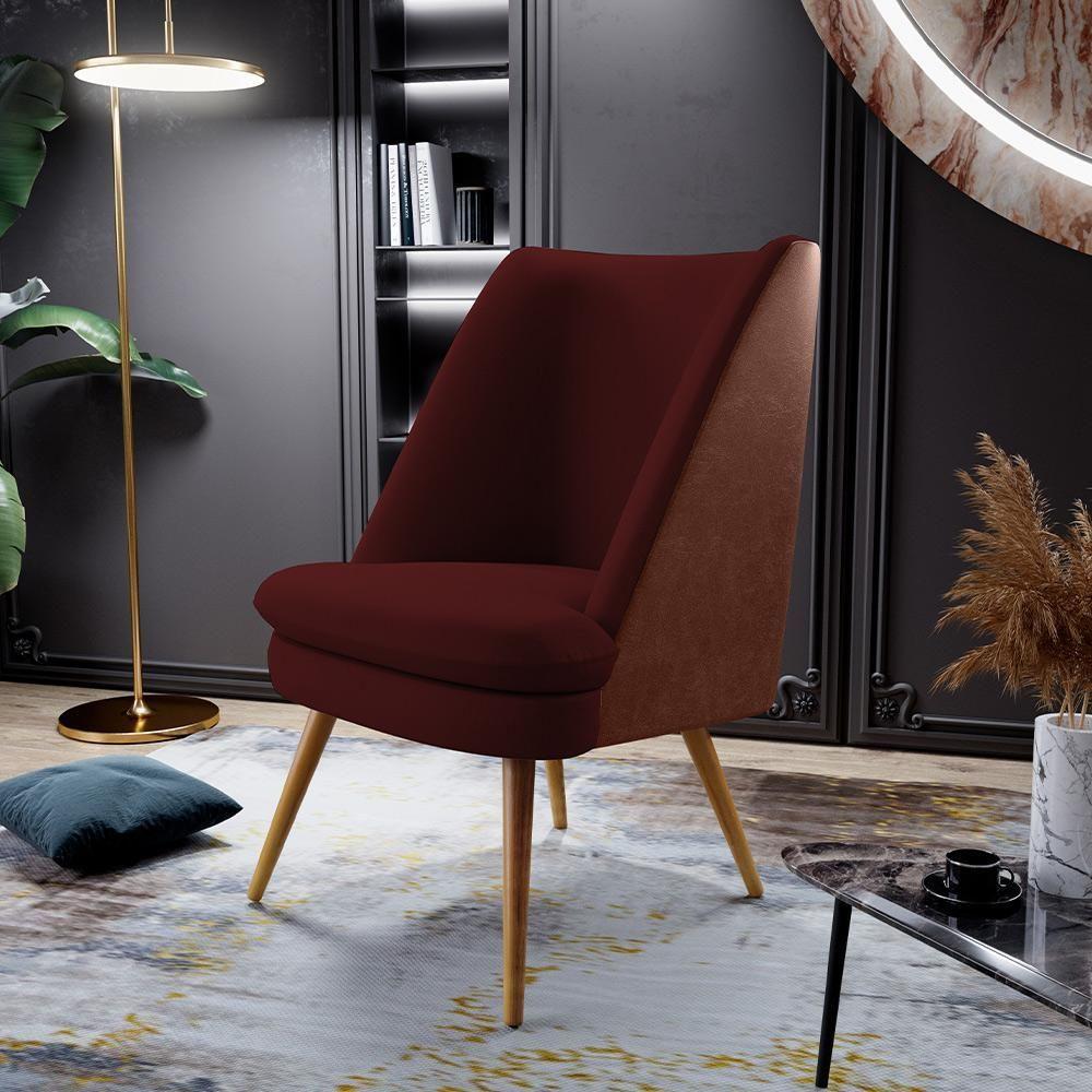 Kit 02 Poltronas Pérsia Veludo Corano Marrom B-38 - 7