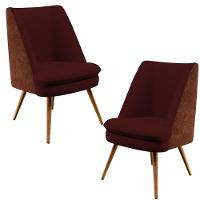 Kit 02 Poltronas Pérsia Veludo Corano Marrom B-38 - 1