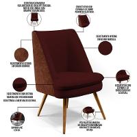 Kit 02 Poltronas Pérsia Veludo Corano Marrom B-38 - 6