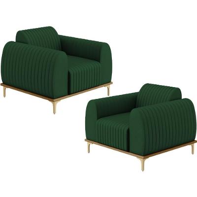 Kit 02 Poltronas Pés D'Ouro Molino Veludo Verde Musgo C-303