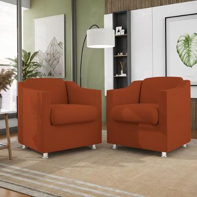 Kit 02 Poltronas Tilla Recepção Consultório Suede Balaqui Cor:terracota