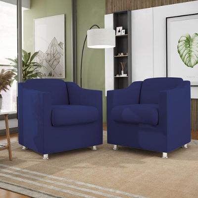 Kit 02 Poltronas Tilla Recepção Consultório Suede Balaqui Cor:azul Marinho