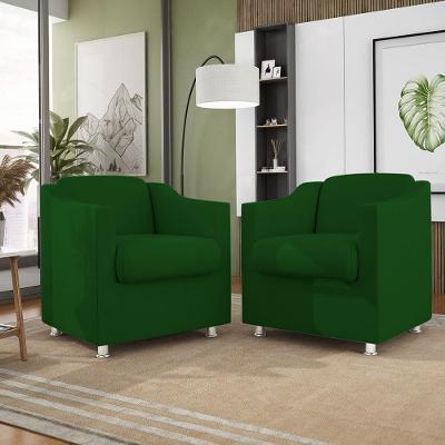 Kit 02 Poltronas Recepção Consultório Suede ? Balaqui Decor Cor:Verde