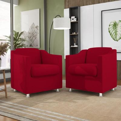 Kit 02 Poltronas Recepção Consultório Suede ? Balaqui Decor Cor:Vermelho