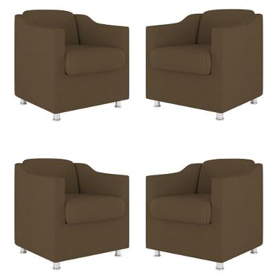 Kit 04 Poltronas Tilla Consultório Recepção Sala Suede Cor:marrom