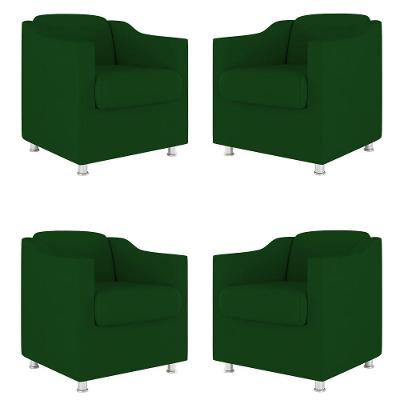 Kit 04 Cadeira Poltronas Decorativas Sala De Espera Clinica Cor:verde