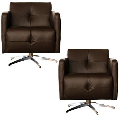 Kit 2 Poltronas Giratória Astana Couro Capucino