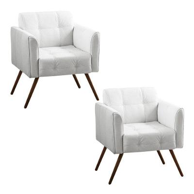 Kit 2 Poltronas Decorativa Bia Couro Branco