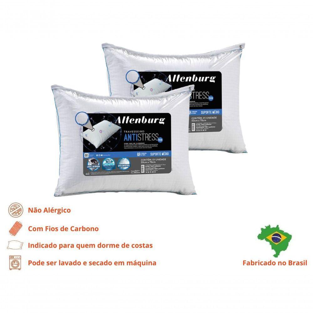 Kit 2 Travesseiros Tech Suporte Médio Branco 50x70cm - 1