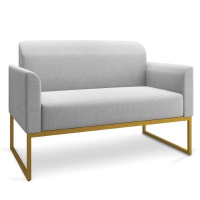 Namoradeira 02 Lugares Cinza Base Metálica Dourado