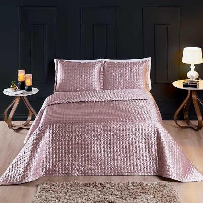 Kit Cobre Leito Brilhante Casal Queen 03 Peças Cetim Charmousse Premium - Rosê