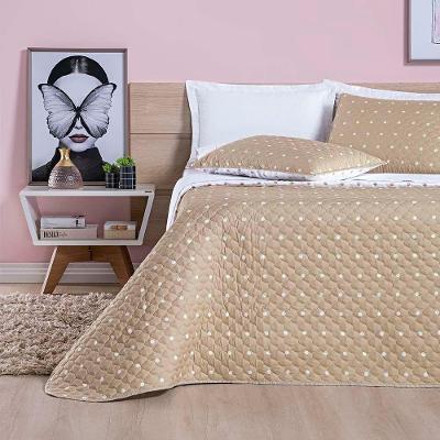 Kit Cobre Leito Celine Casal Queen Dupla Face Micropercal 200 Fios 03 Peças - Cáqui