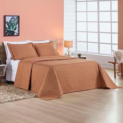 Kit Cobre Leito Espanha Casal King 03 Peças Micropercal 200 Fios Matelado White Line - Terracota