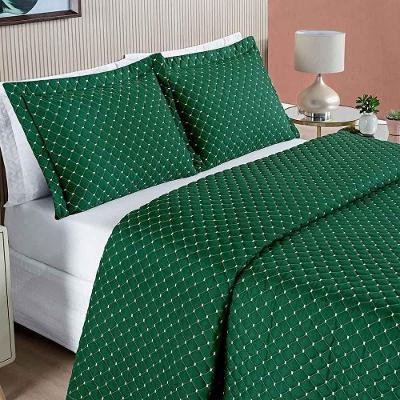 Kit Cobre Leito Espanha Casal Queen 03 Peças 200 Fios Matelado White Line - Verde Esmeralda