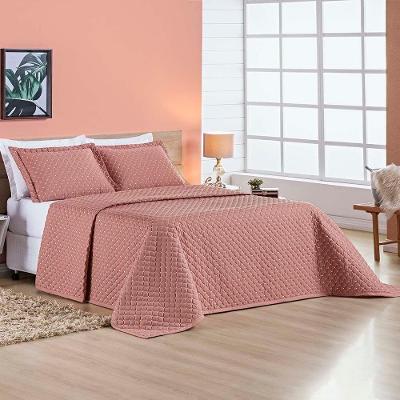 Kit Cobre Leito Espanha Casal Padrão 03 Peças Micropercal 200 Fios Matelado White Line - Rosê