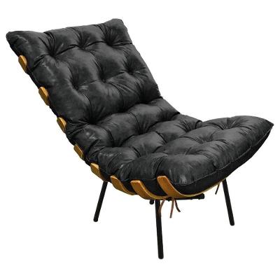 Poltrona Costela Corano Preto Base de Metal D´rossi