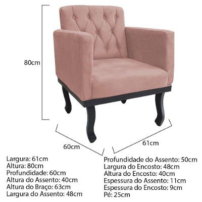 Poltrona Classic Pés Luís Xv Suede Rosê