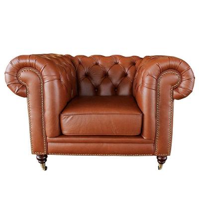 Poltrona Decorativa Chesterfield Duo Couro Conhaque Brilho