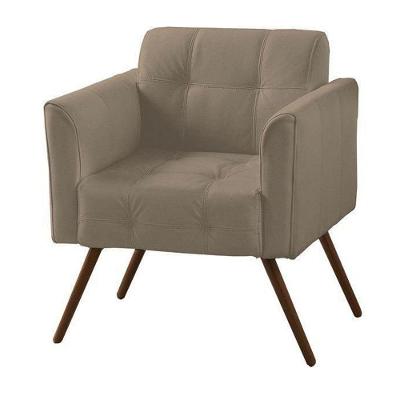 Poltrona Decorativa Bia Couro Bege 66