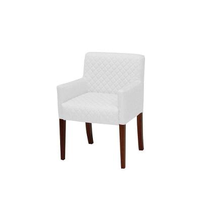 Poltrona Decorativa Liverpool Base Madeira Corano Branco