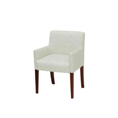 Poltrona Decorativa Liverpool Base Madeira Corano Bege