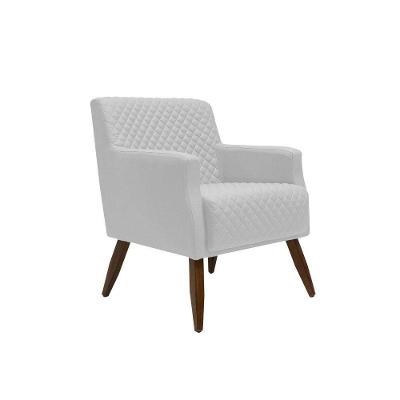 Poltrona Decorativa Nagoya Pés Madeira Corano Branco