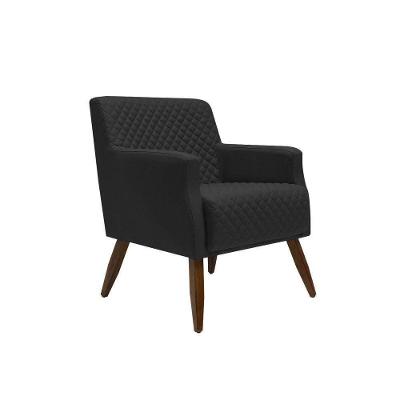 Poltrona Decorativa Nagoya Pés Madeira Corano Preto